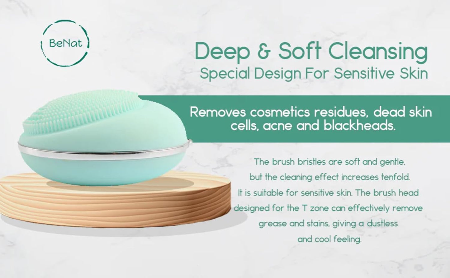 Electric Facial Brush. Special for Sensitive Skin. Deep and Soft Cleansing. Waterproof and Portable.